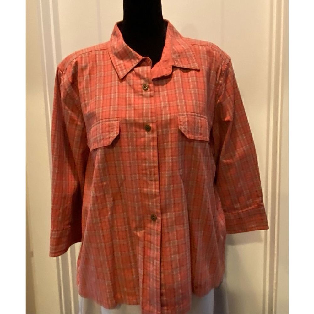 Christopher & Banks Plaid Jacket with Button Up Front, Pockets Shoulder Pads GUC